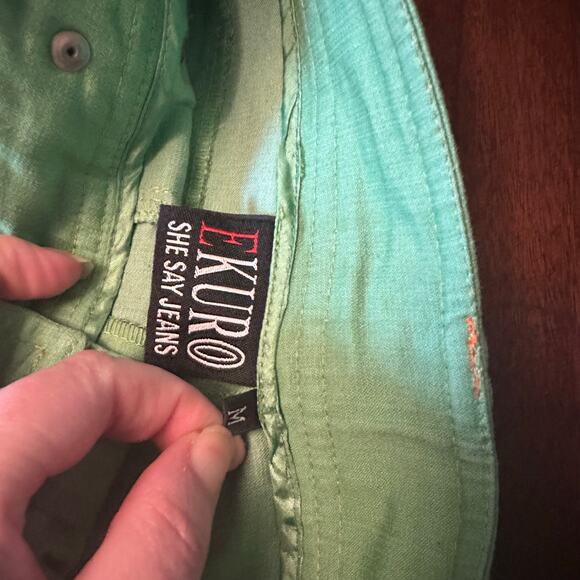 Ekuro She Say Jeans retro flare pants green hippie Size Medium - Picture 7 of 12